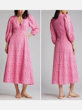 Chelsea28 eyelet cut out midi dress pink size S